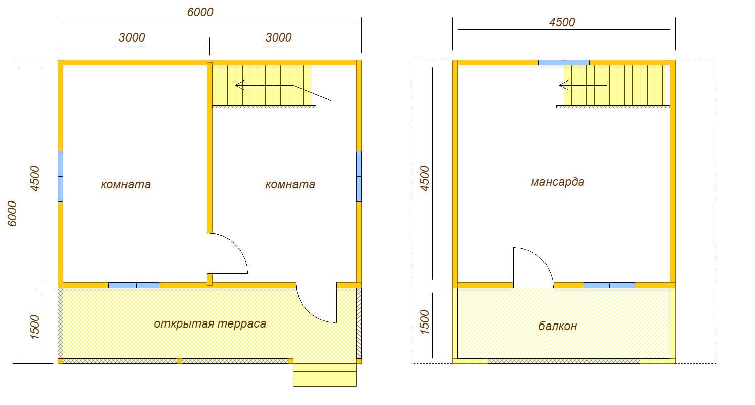 планировка дома с балконом